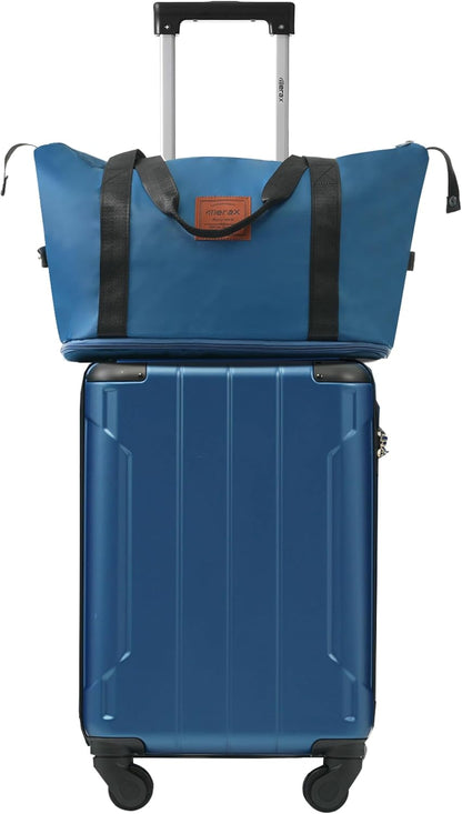 Merax Luggage Set 3 Piece Carry on Luggage, Lightweight Durable Spinner Suitcase with Corner Guards (Blue, 20inch)