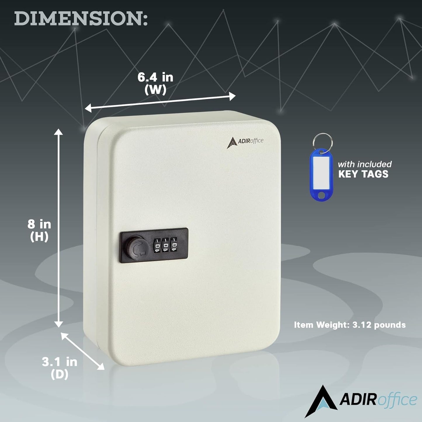 AdirOffice Steel Combination Lock Keys Cabinet Security Storage Box Organizer Holder Locked Key Box Wall Mount 30 Slots