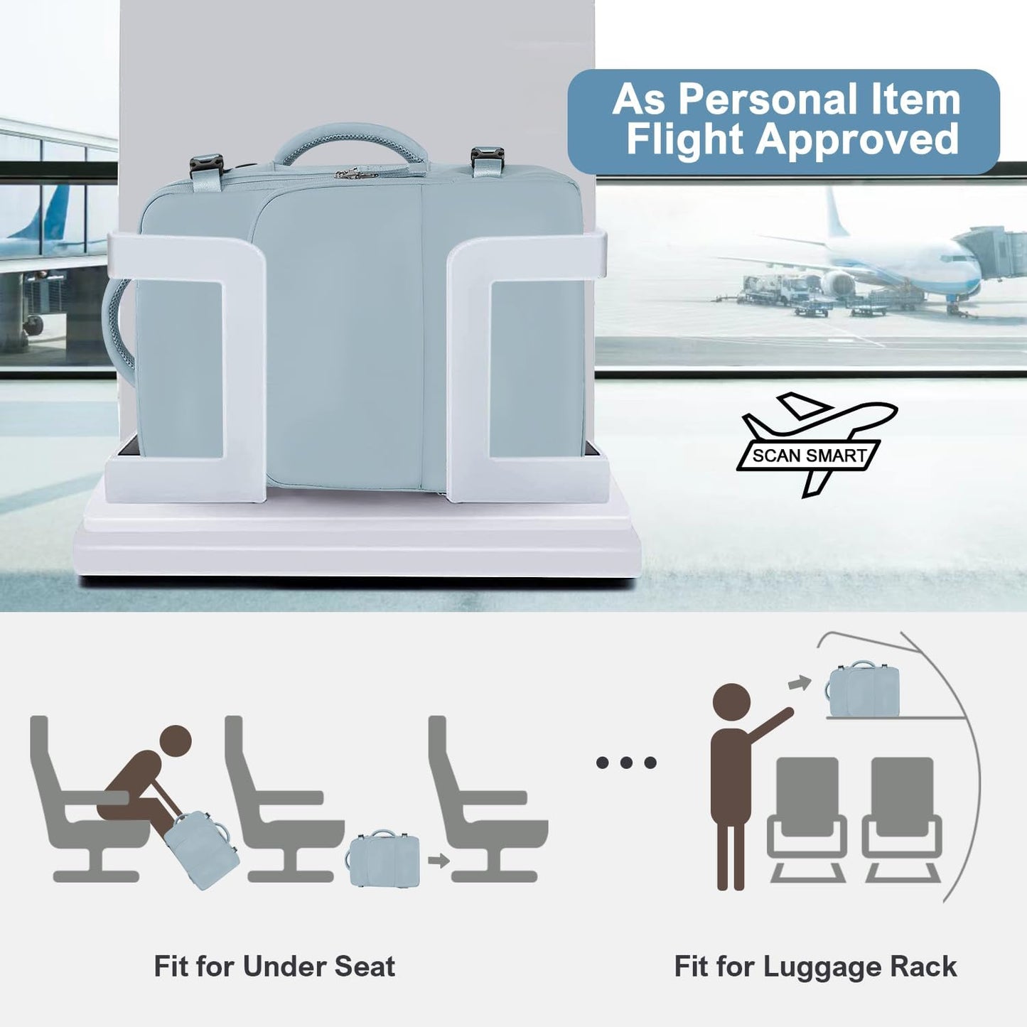 Travel Backpack, Carry on Flight Approved Backpack with Multi-Pockets, TSA Waterproof 17.3inch Laptop Backpack, Personal Item Travel Bag for Men Women, Light Blue