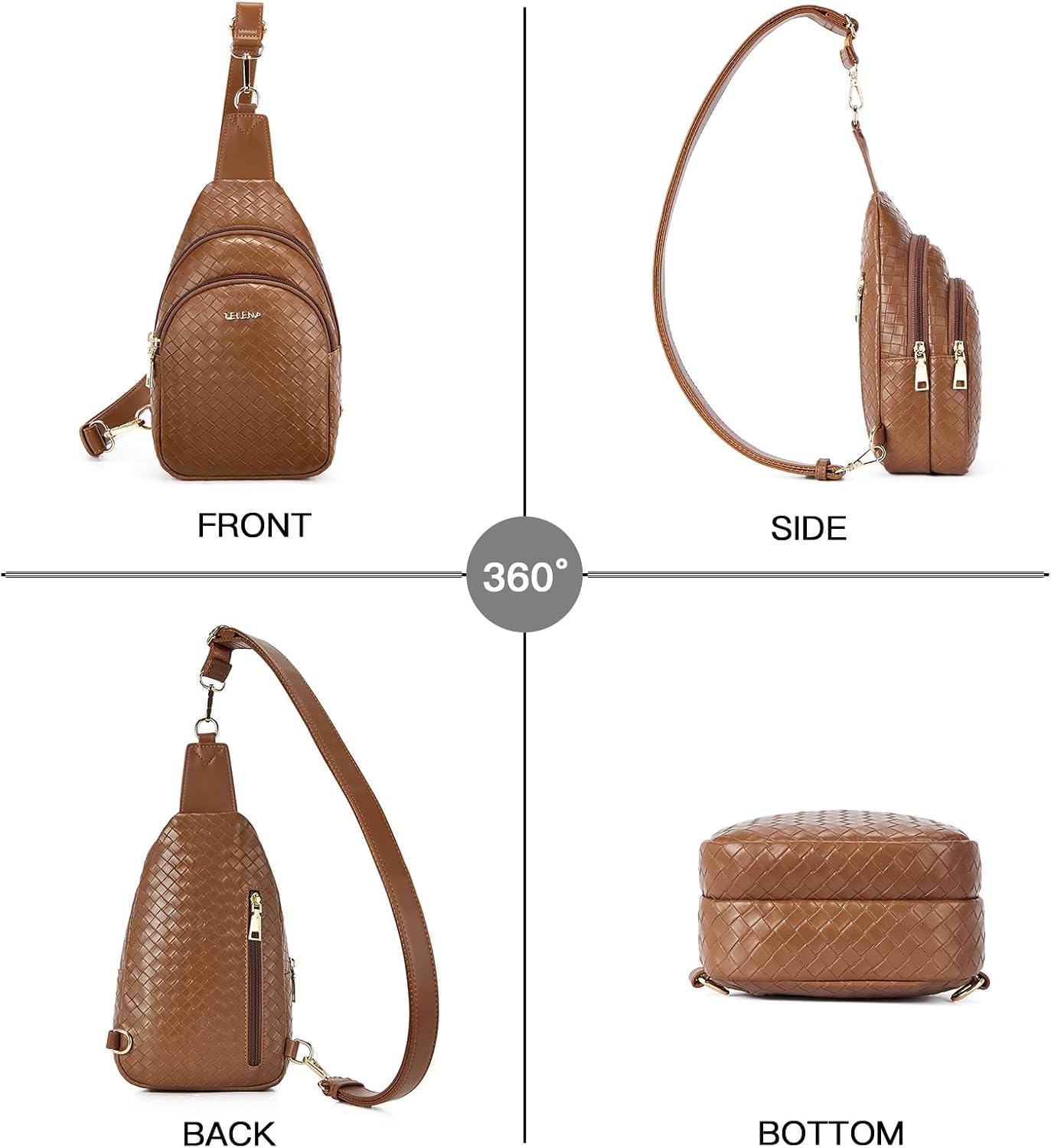 Telena Small Sling Bag for Women Leather Crossbody Fanny Packs Chest Bag for Women