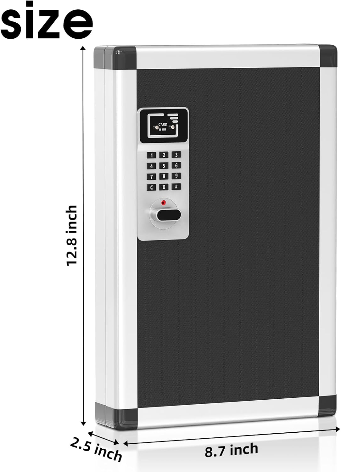 24 Slots Key Box Wall Mount with Code, Key Lock Box with Combination, Key Storage Box with Key Hooks & Tags & Lables, 8.45" x 2.55" x 13" (Black-Code Lock, 24 Keys)