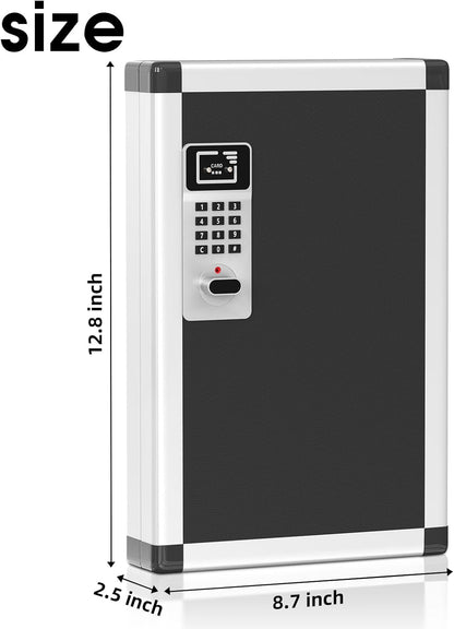 24 Slots Key Box Wall Mount with Code, Key Lock Box with Combination, Key Storage Box with Key Hooks & Tags & Lables, 8.45" x 2.55" x 13" (Black-Code Lock, 24 Keys)