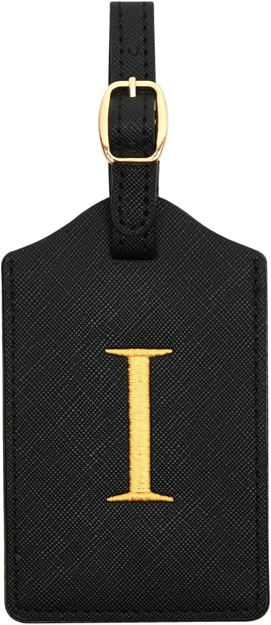 Luggage Tag PU Leather for Suitcase Baggage Handbag Travel Bag Label Suitcase Tag Label Tag w. Name Card & Privacy Cover (I)