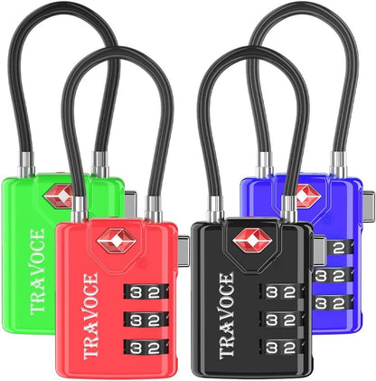 TSA Approved Luggage Locks, Travel Locks Which Also Work Great as Gym Locks, Toolbox Lock, Backpack and More 1,2,4,6 &10 pk (4 Colors)