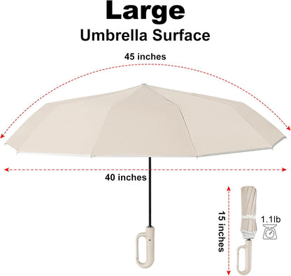 TradMall Travel Umbrella, 280T Fabric Windproof Automatic Portable Compact Folding Umbrellas for Rain with Reflective Stripe for Women and Men