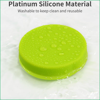 2 Pack Small Pill Box,3 Compartment Round Silicone Travel Pill Box for Purse Pocket, Waterproof Portable Compact Medicine Holder for Vitamin, Cod Liver Oil, Supplement(Green+Teal)