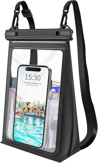 Large Waterproof Phone Pouch Floating, Waterproof Phone Case for iPhone 15 14 Pro Max 13 Plus 12 11 X XS XR Samsung S23 S22 up to 8.5'', Water Proof Phone Dry Bag for Swimming Kayaking Black
