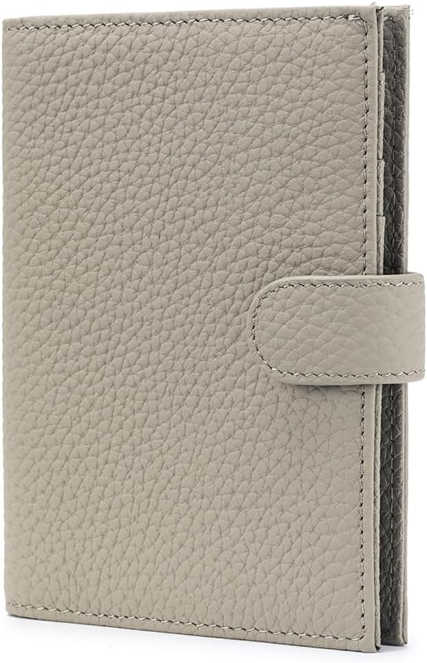 Passport Wallet for Women – Slim RFID Blocking Passport Cover with 1 Passport Slot & 3 Card Slots, Coin Pocket & SIM Slot – Genuine Leather Travel Organizer Grey