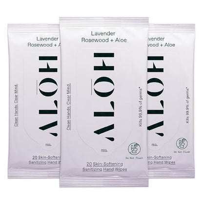 ALŌH Lavender Rosewood + Aloe Sanitizing Hand Wipes by AL%C5%8CH
