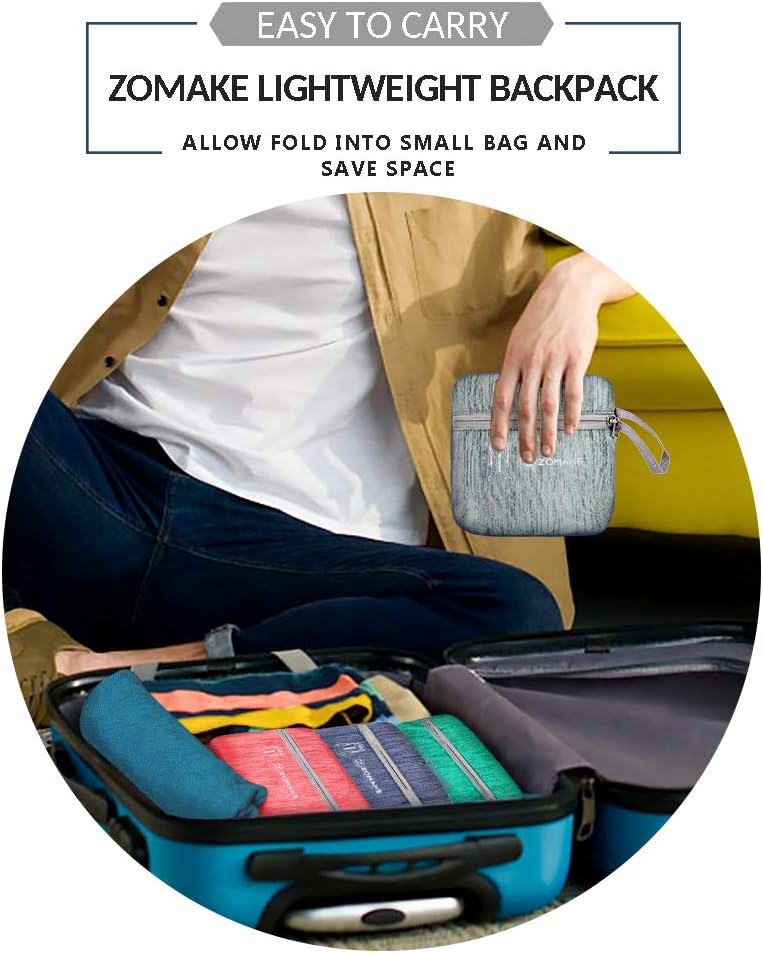 ZOMAKE 25L Ultra Lightweight Packable Backpack, Foldable Hiking Backpacks Water Resistant Small Folding Daypack for Travel(Silver Gray)