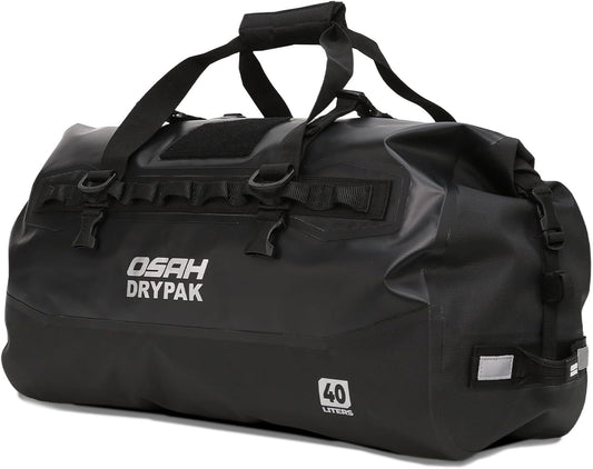 Waterproof Duffel Bag - Motorcycle Dry Bag 40L Tail Bag with Large Storage Space, Waterproof Duffle Bags with Outer Mesh Zipper Pocket for Camping, Kayaking, Fishing & Traveling-Black