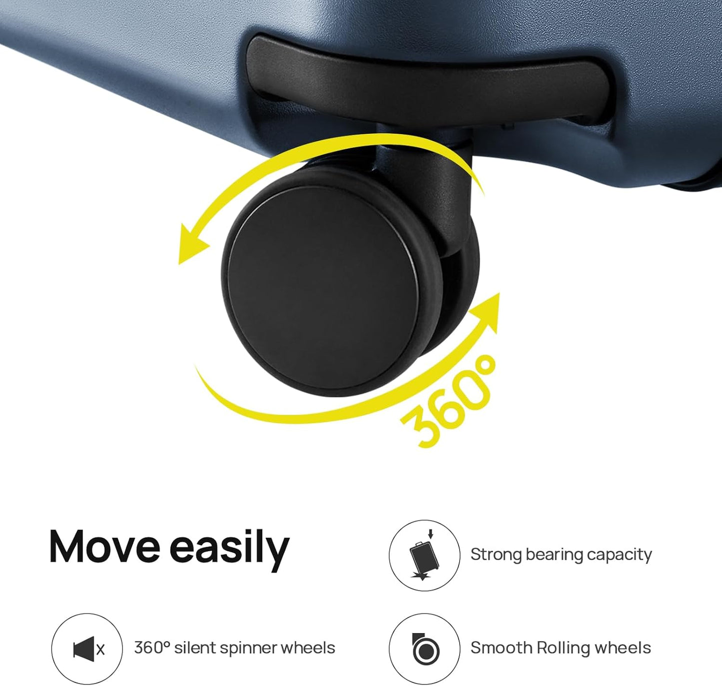 Carry on Luggage 22 X 14 X 9 Airline Approved, 20 Inch Luggage for 3-5 Days Travel, Double Spinner Wheels, 100% Hardshell PC, TSA Lock (09-Grey, Checked 24-Inch)