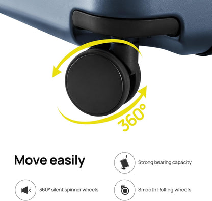 Carry on Luggage 22 X 14 X 9 Airline Approved, 20 Inch Luggage for 3-5 Days Travel, Double Spinner Wheels, 100% Hardshell PC, TSA Lock (09-Grey, Checked 28-Inch)