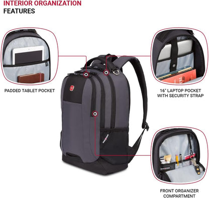 SwissGear Cecil 5505 Laptop Backpack, Dark Grey/Black, 18-Inch