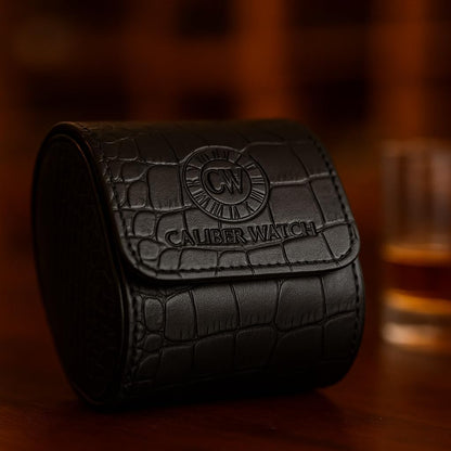 Genuine Napa Leather Watch Roll Travel Case for 3 Watches - Travel Watch Rolls and Leather Watch Display Cases with Velvet Interior - Watch Storage Organizer Men's (Blac - Single)