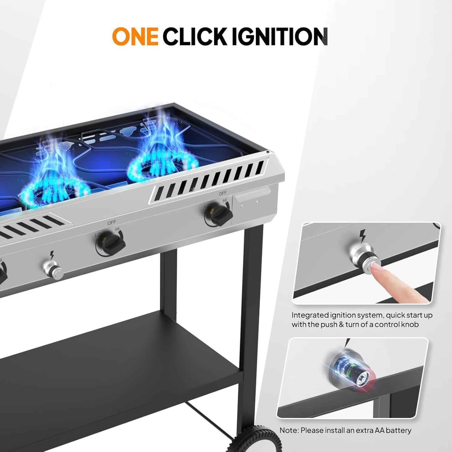 ROVSUN 3 Burner Outdoor Propane Burner with Ignition & Regulator, 225,000 BTU Powerful & Portable Gas Stove Outdoor Stand Cooker for Backyard Patio Cooking Home Camping Brewing Canning Turkey Frying