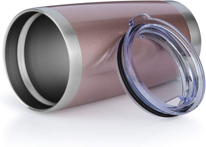20oz Tumbler Bulk Stainless Steel Vacuum Insulated Tumblers with Lid Double Wall Travel Mug Durable Powder Coated Coffee Cup, Suitable for Ice Drinks and Hot Beverage (Rose gold 1pack)