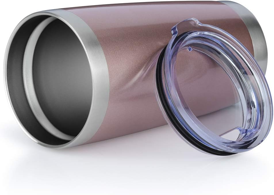 20oz Tumbler Bulk Stainless Steel Vacuum Insulated Tumblers with Lid Double Wall Travel Mug Powder Coated Coffee Cup, Suitable for Ice Drinks and Hot Beverage (Rose gold 12pack)
