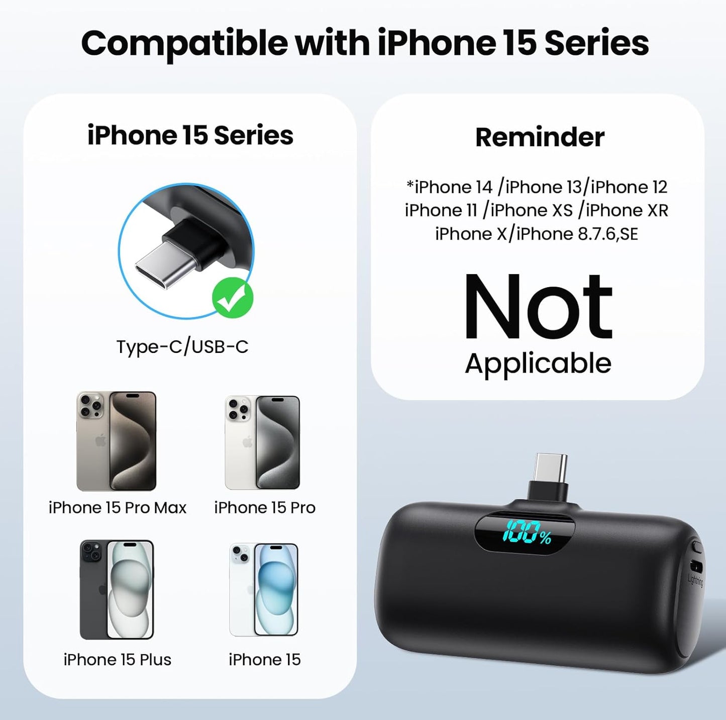 [2-Pack] Mini Portable Charger 5000mAh Power Bank,3A PD USB C Cell Phone Portable Power, LCD Display Battery Pack Compatible with iPhone 16/15/15 plus/15 pro/15 pro Max/Android/Samsung/Moto/LG etc