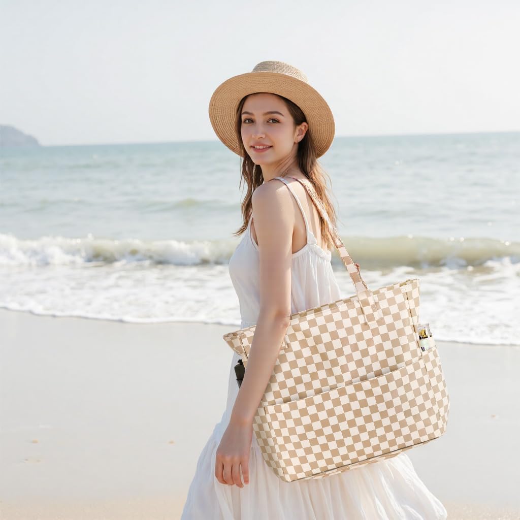 Beach Pool Bags Tote for Women Ladies Large Gym Tote Carry On Bag With Wet Compartment for Weekender Travel Waterproof