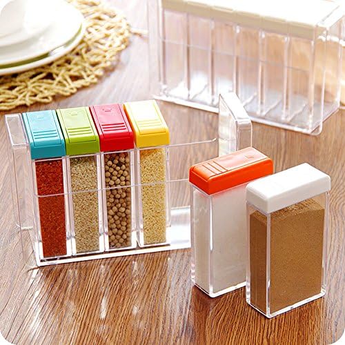 Spice Shaker, 6 Pcs Seasoning Rack Spice Pots Storage Container