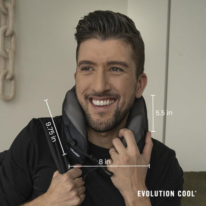 Evolution Cool Travel Neck Pillow by Cabeau - Cooling Airflow Vents, Memory Foam Neck Support, and Adjustable Clasp - Comfort On-The-Go with Carrying Case - Airplane, Train, Car, and Gaming (Blue)