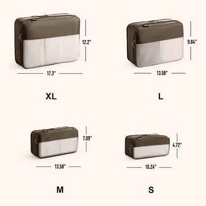 4 Set Compression Packing Cubes for Travel, Suitcases and Backpack Space Saving Organizers (Charcoal Gray)