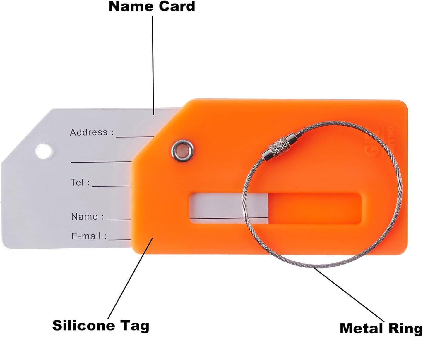 8 Pcs Luggage Tags for Suitcases, 26 Initial Letter Travel Luggage Baggage Identification Labels ID Tags Fully Bendable Tags with Stainless Steel Loop (Letter F, Colorful)