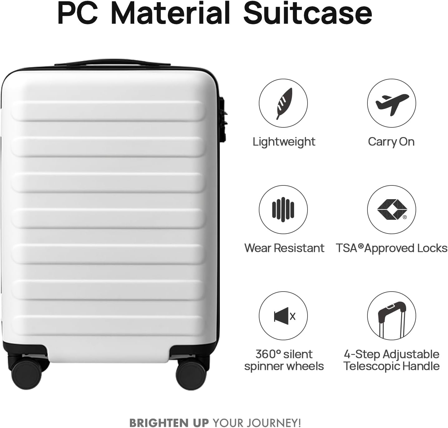 Carry on Luggage 22 X 14 X 9 Airline Approved, 20 Inch Luggage for 3-5 Days Travel, Double Spinner Wheels, 100% Hardshell PC, TSA Lock (05-Lily White (Basic), Carry-On 20-Inch)