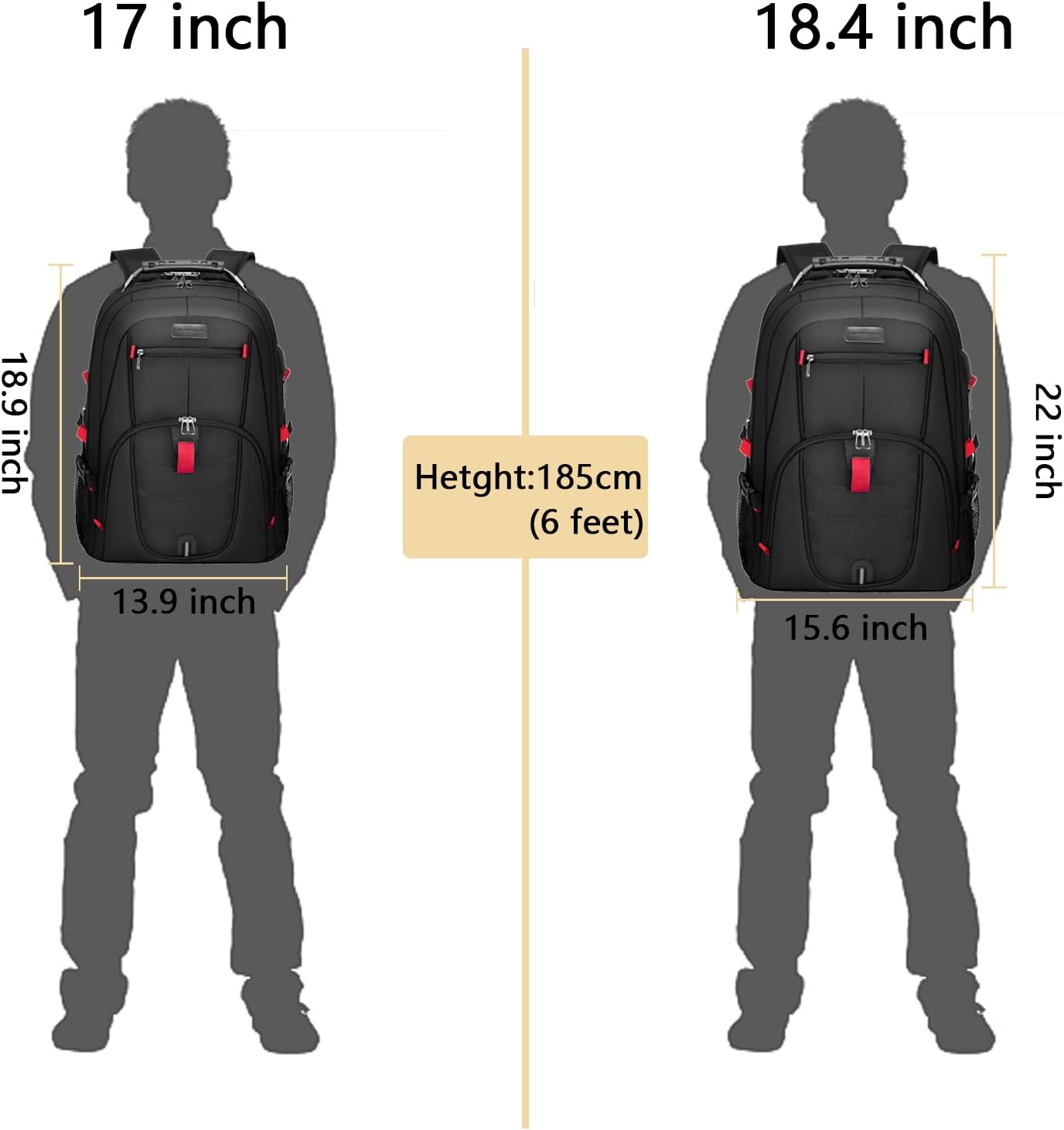 LOVEVOOK Large Backpack for Men 18 inch Heavy Duty Backpack Big Travel Backpack Large Capacity Laptop Backpack with USB Port Waterproof for Business Work (18.4 inch,Black)