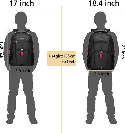 LOVEVOOK Large Backpack for Men 18 inch Heavy Duty Backpack Big Travel Backpack Large Capacity Laptop Backpack with USB Port Waterproof for Business Work (18.4 inch,Black)