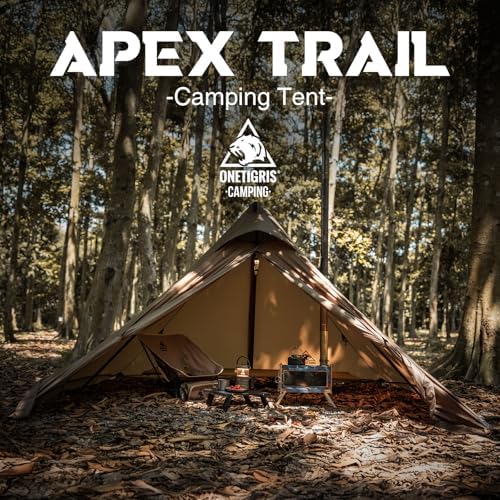 OneTigris APEX Trail Teepee Tent, Waterproof Windproof Hot Tent with Stove Jack, 2 Person Tent for Camping, Hiking, Bushcraft, Bikepacking, Travel