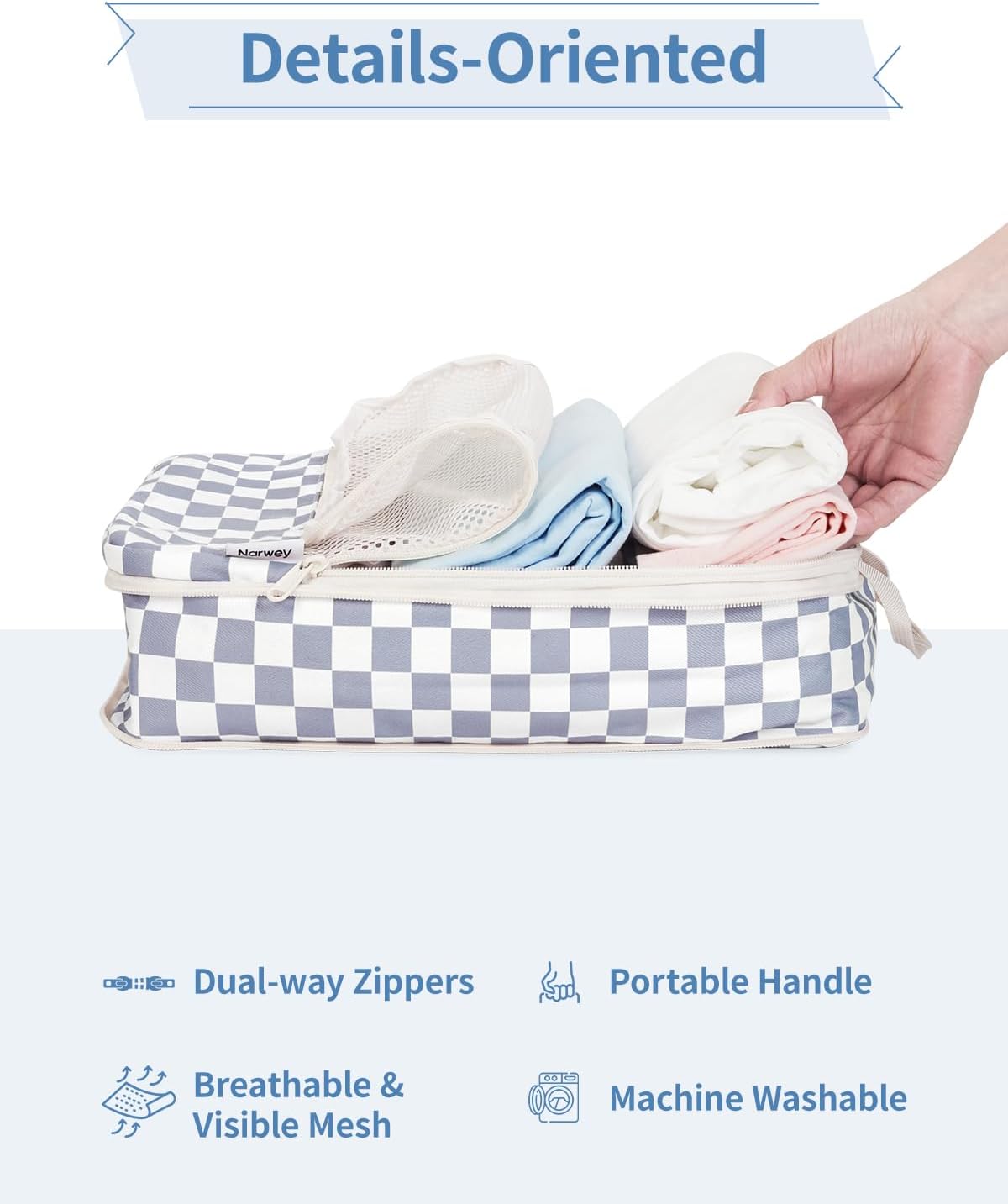 Narwey 6 Set Compression Packing Cubes for Travel Kids Women Carry on, Packing Organizers Bag for Backpack Luggage Suitcase Duffle Bags