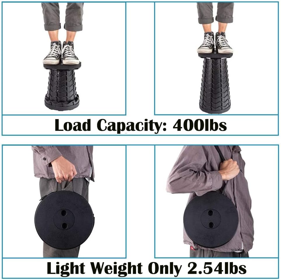 Fishboy Collapsible Stool for Adults, Portable Folding Camping Seat, 400lbs
