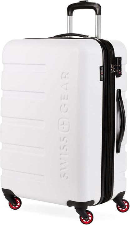 SwissGear 7366 Hardside Expandable Luggage with Spinner Wheels, White, Checked-Medium 23-Inch