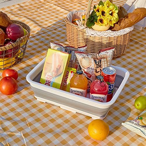 Goderewild Collapsible Dish Pan, 10L (2.6 Gal) Foldable Sink Tub, Gray