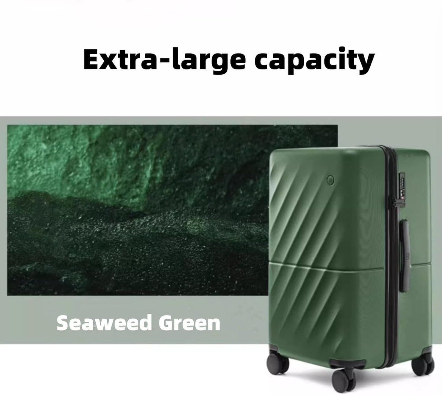 Trunk Luggage 24 Inch, Medium Checked Luggage with Double Spinner Wheels, Anti-Burst Zipper, Hard Case PC Suitcase, Lightweight Travel Luggage, TSA Approved (Seaweed Green, Hudson)