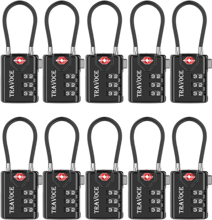 TSA Approved Luggage Locks, Travel Locks Which Also Work Great as Gym Locks, Toolbox Lock, Backpack and More, Black 10 Pack