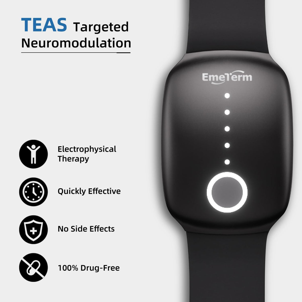 EmeTerm Fashion Anti-Nausea Wristband Relieve Morning Motion Travel Sickness Rechargeable Drug Free Bands Without Side Effects - Extra 2pack Conductive Gel (Jet Black - Extra 2pack Conductive Gel)