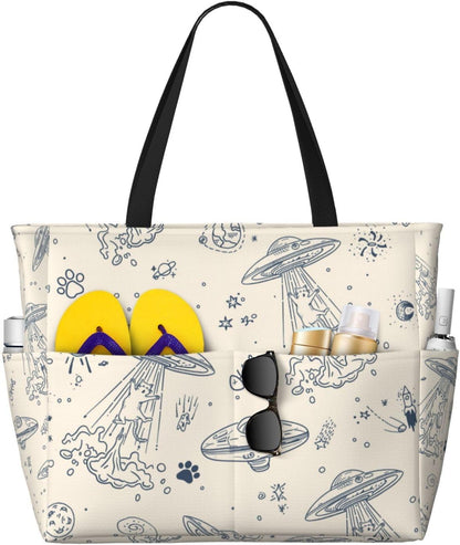 Beach Bag for Women Beach Tote Bag Waterproof Sandproof Large Bags with Zipper Big Capacity for Vacation Travel