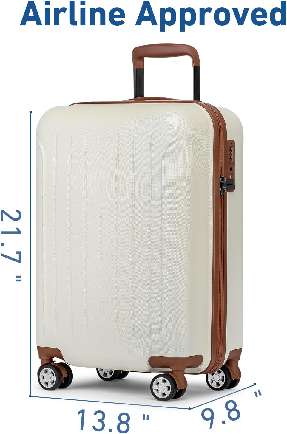 KYME Suitcase Hardshell With Double Spinner Wheels, PC+ABS TSA Lock Travel Luggage (Beige, 20" Carry On)