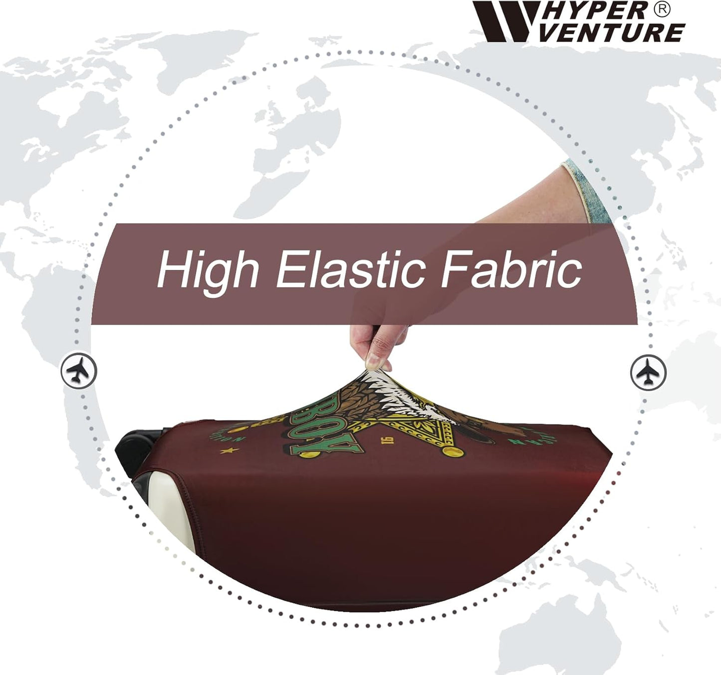 HYPER VENTURE Washable Luggage Cover - Fashion Suitcase Protector Fits 23-26 Inch Luggage (Eagle Glory, M)