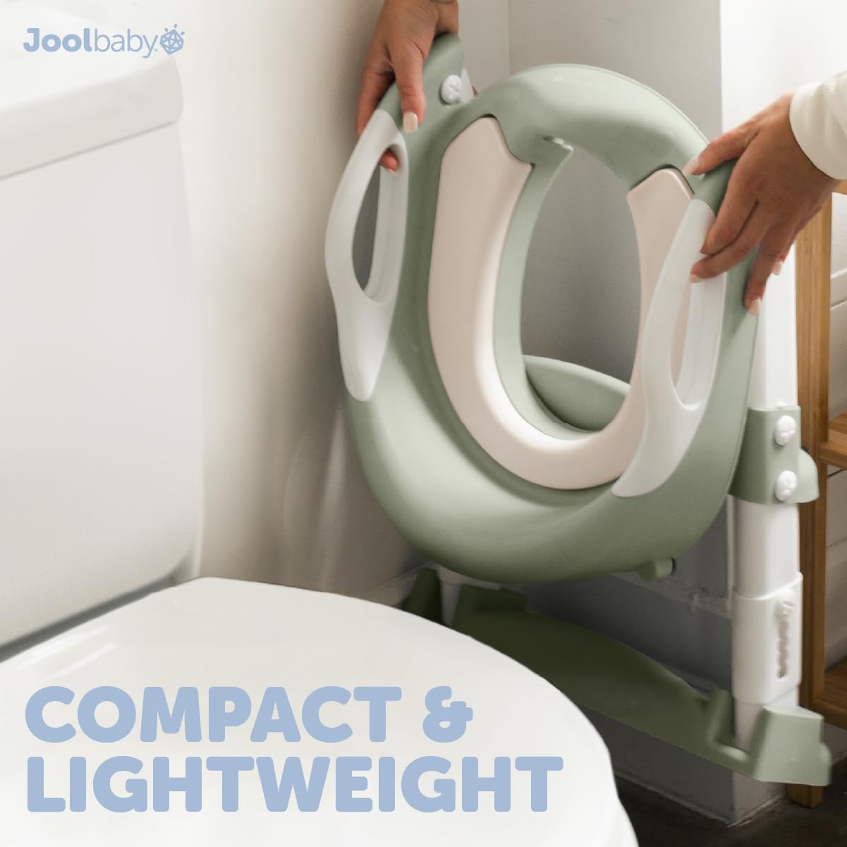Jool Baby Potty Training Seat with 2 Step Ladder for Toddlers - Soft Cushioned Seat & Splash Guard, Adjustable Height (Sage)