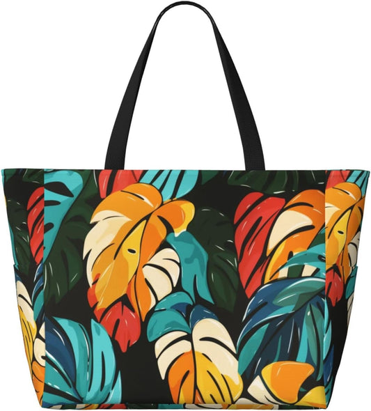 Beach Bag for Women Beach Tote Bag Waterproof Sandproof Large Bags with Zipper Big Capacity for Vacation Travel