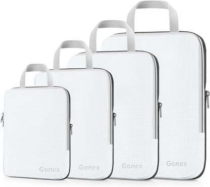 Gonex Compression Packing Cubes, 3pcs/4pcs Expandable Storage Travel Luggage Bags Organizers