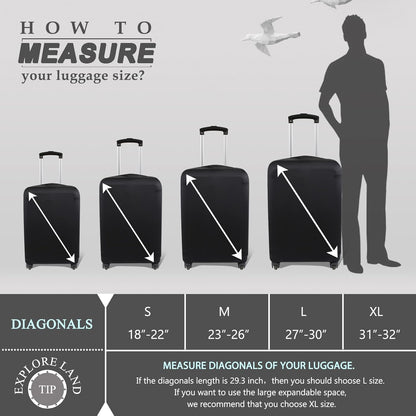 Explore Land Travel Luggage Cover Suitcase Protector Fits 27-30 Inch Case (Black, L)