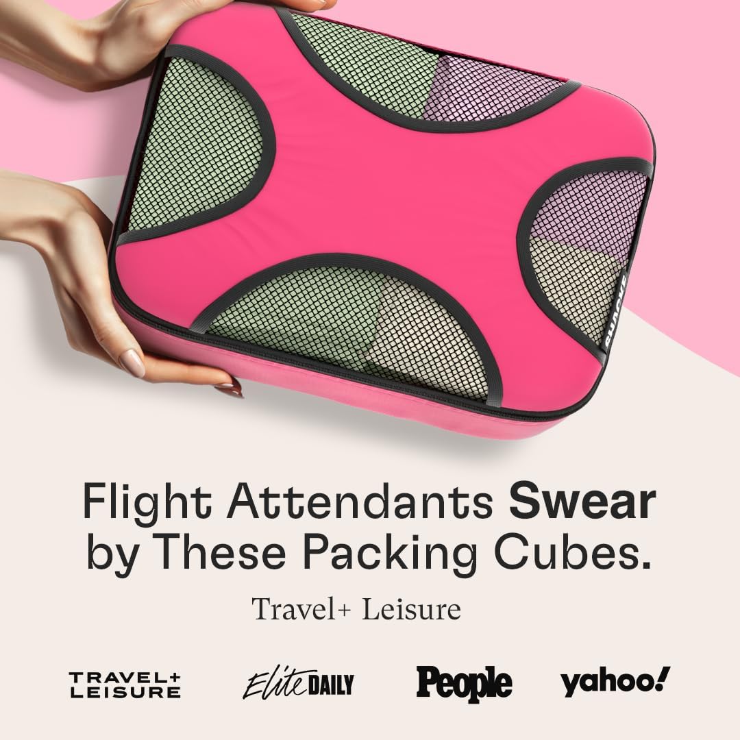 Shacke 6 Set Packing Cubes for Travel - Compression Packing Bags/Travel Organizer - Luggage Organizer Bags for Traveling - Travel Essentials for Women - Cruise Must Haves Packing List