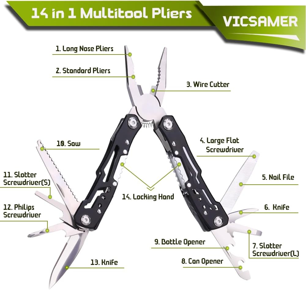 14 in 1 Multitool Pliers Gives One Whistle as a Gift, Professional Pocket Pliers from Wife Daughter to Father Boyfriend Husband on Christmas, Birthday, Valentine's, Father's Day - Samest