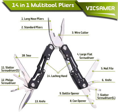 14 in 1 Multitool Pliers Gives One Whistle as a Gift, Professional Pocket Pliers from Wife Daughter to Father Boyfriend Husband on Christmas, Birthday, Valentine's, Father's Day - Samest