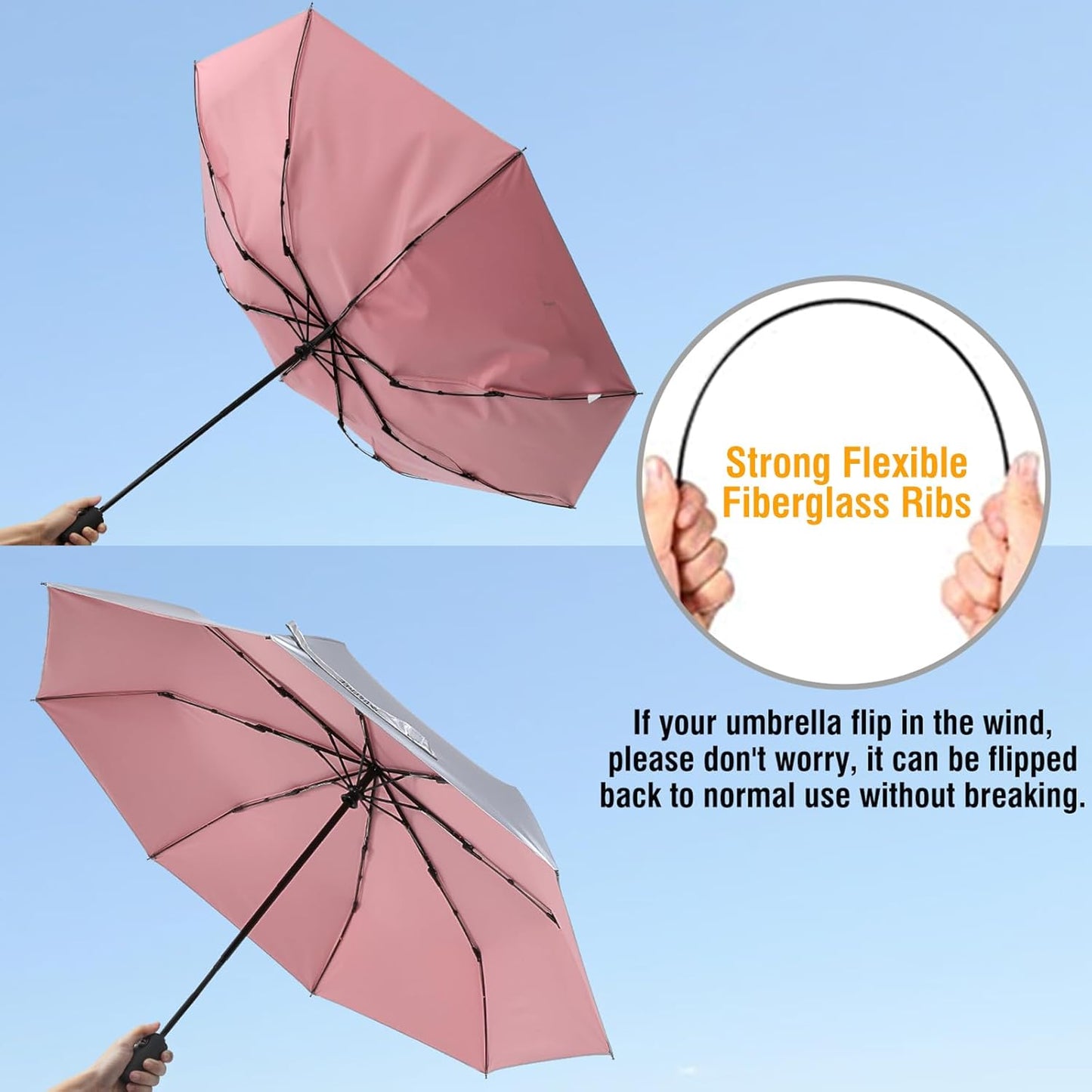 G4Free UPF 50+ UV Protection Large Travel Umbrella 42/46 Inch Auto Open Close Windproof Sun Blocking Umbrella